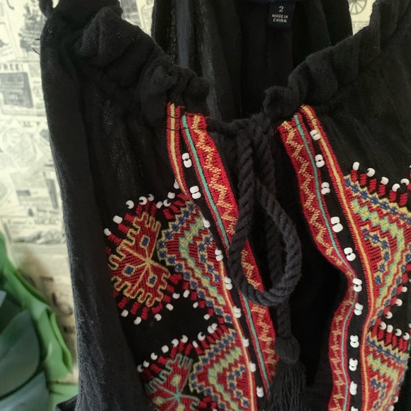 Madewell embroidered maxi black slit dress SZ Xs 2 - Picture 13 of 14